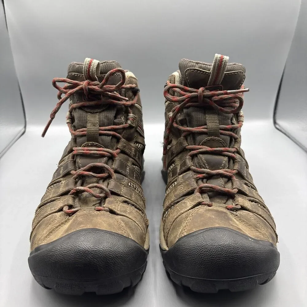 KEEN vOYAGER Hiking Boots Mens 9.5   Trail Outdoor Leather Brown Work